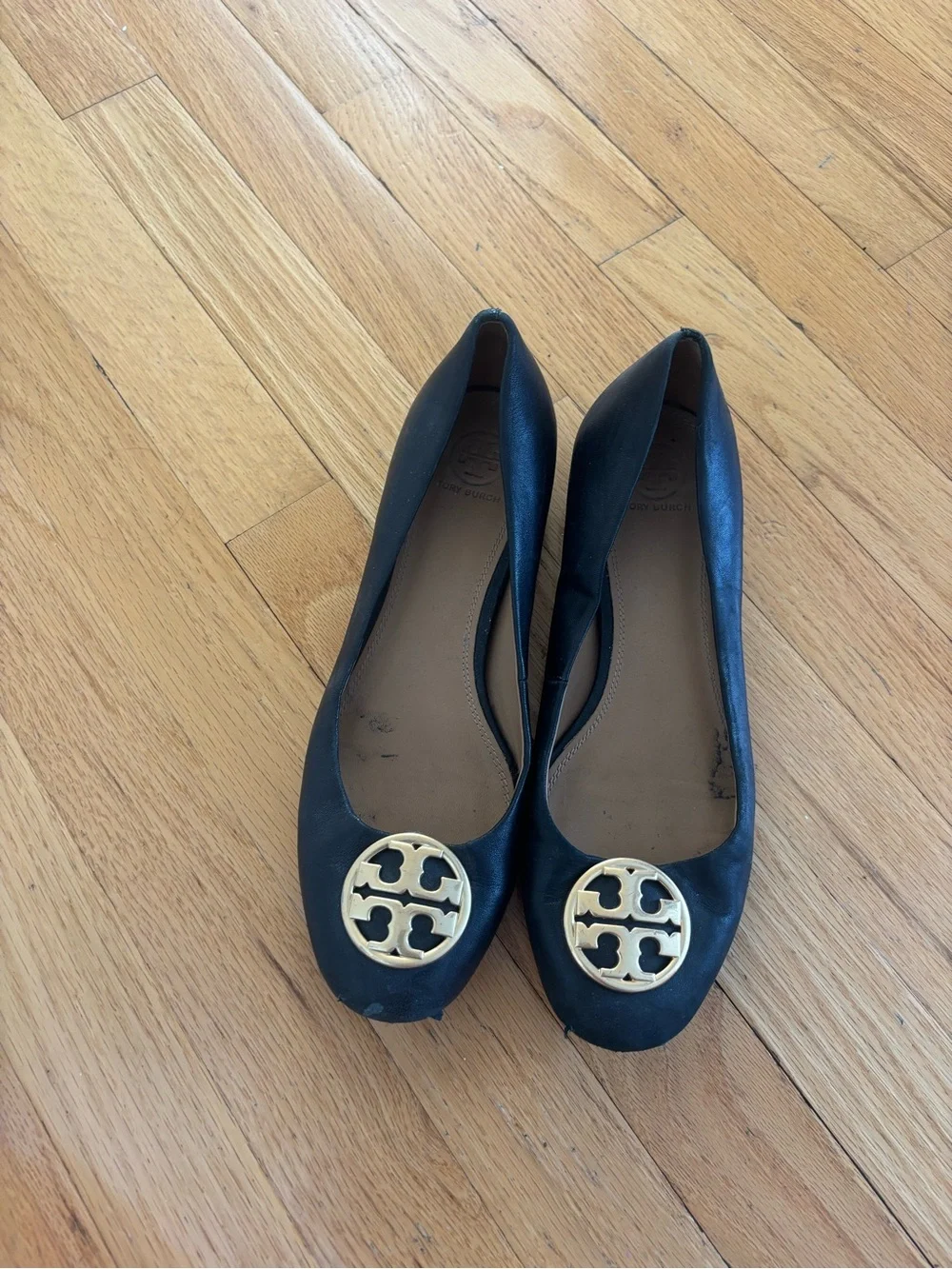 Tory Burch Black Leather Ballet Flats with Slight Heel size 9